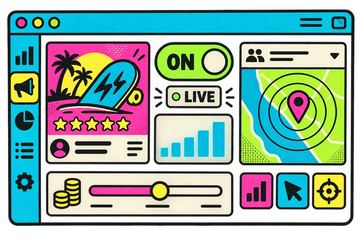 Campaign dashboard with targeting and budget controls