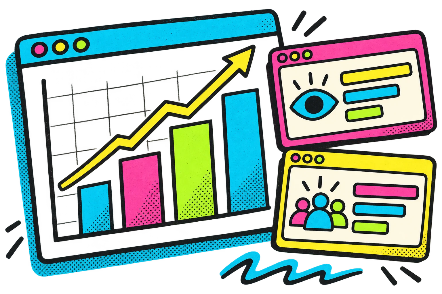 Analytics dashboard with reach and impressions charts